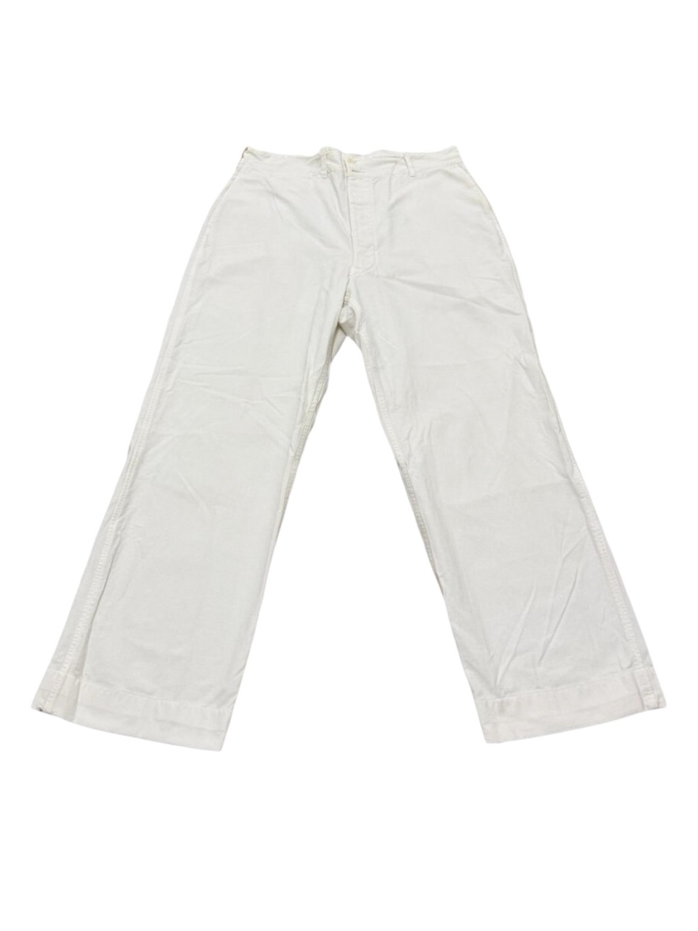 Vintage 90s Men’s White Cotton Trousers 32x28 Minimal Straight Leg Pants